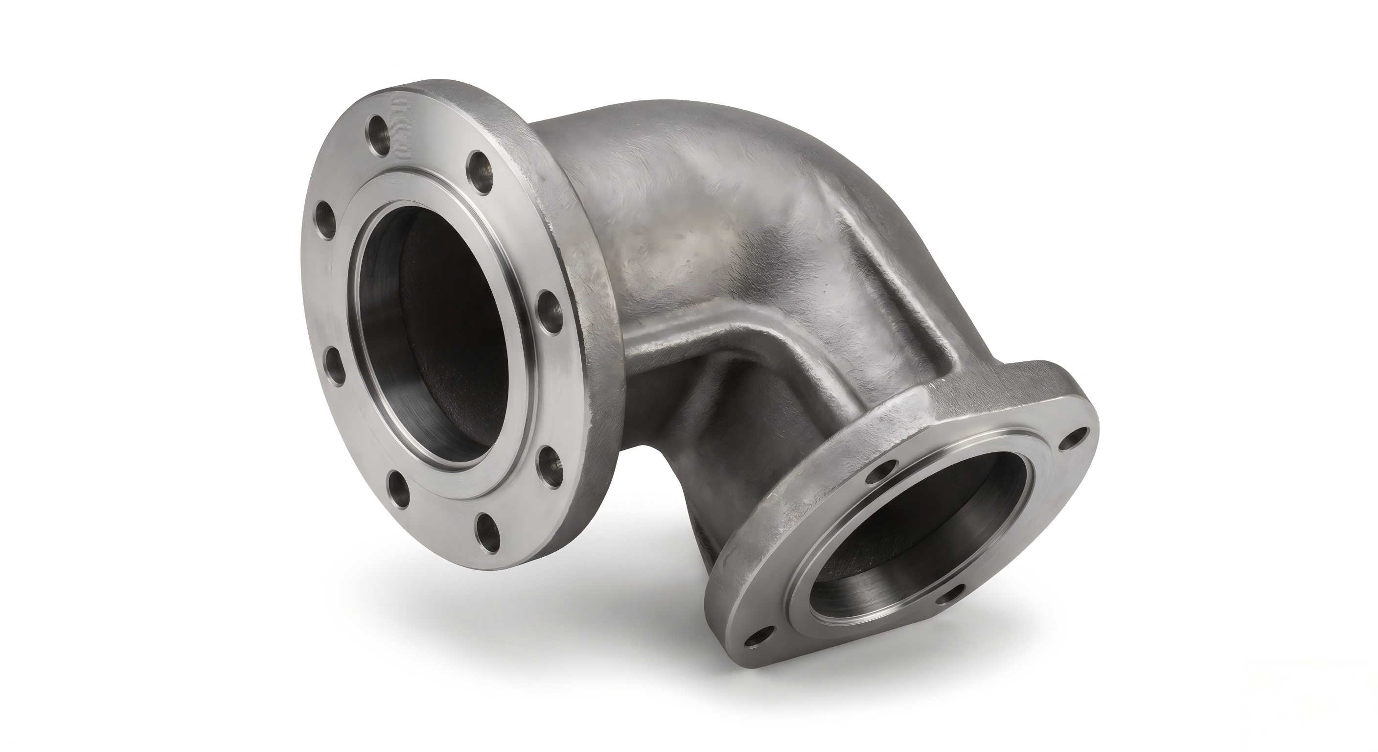 Heat-Resistant Steel Hot-Gas Flow Casting Custom heat-resistant cast steel exhaust and hot-gas flow component with machined flanges
