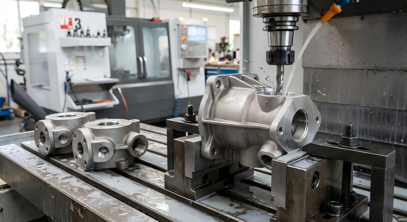 Casting and Machining Features for Instrumentation Parts CNC machining of investment cast sensor housing with threaded ports, bores and mounting interfaces
