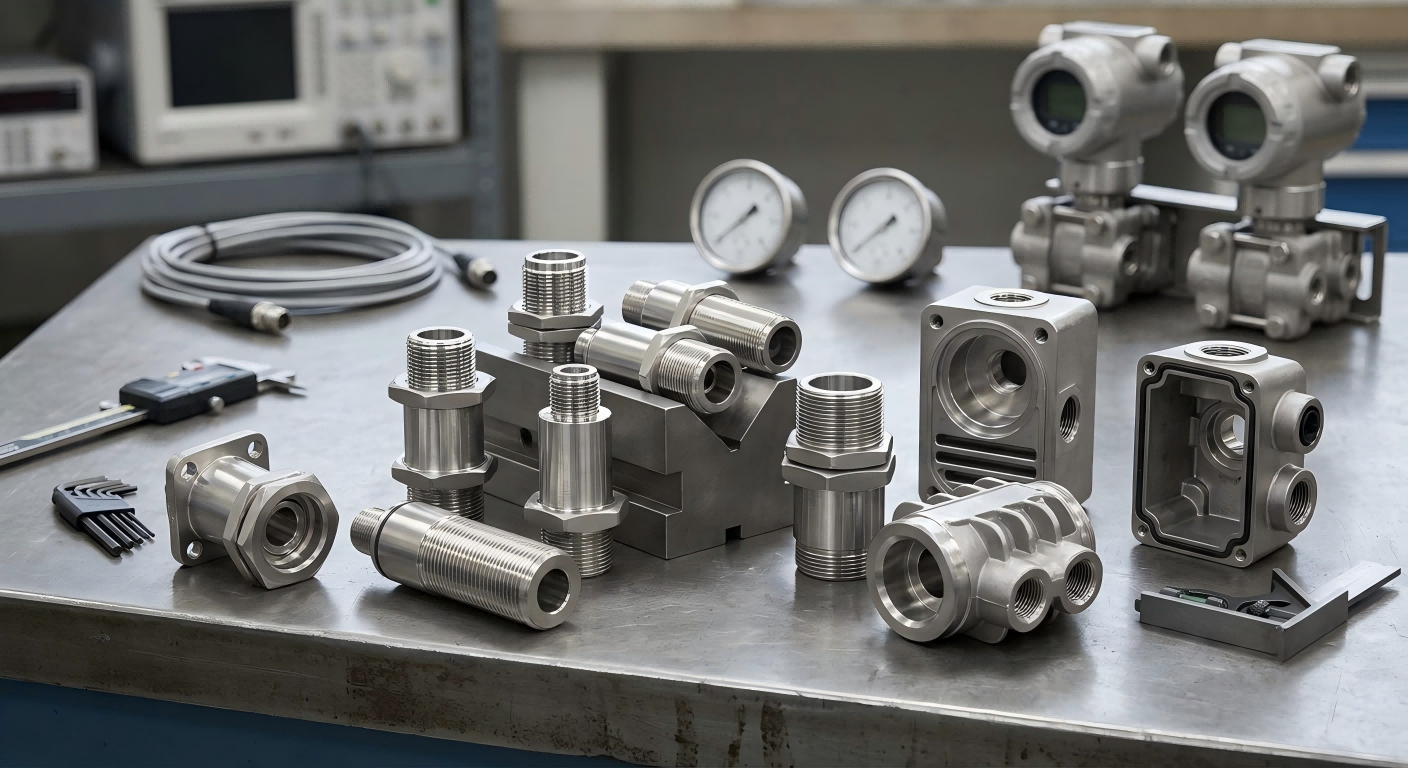Sensor and Transmitter Housings Precision steel sensor and transmitter housings with threaded interfaces and machined features