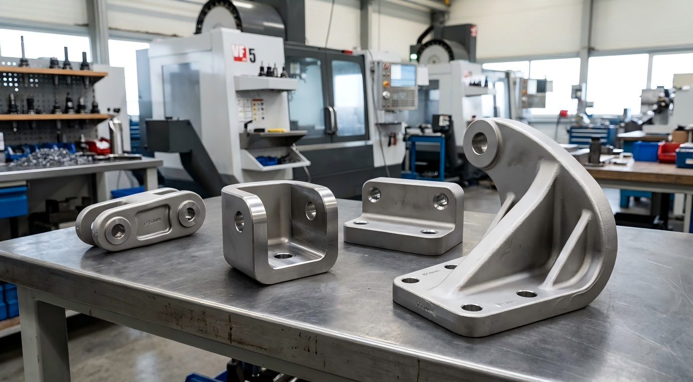 Custom Offshore Brackets Supports and Mounting Components Heavy-duty offshore brackets supports and mounting components on an industrial assembly bench