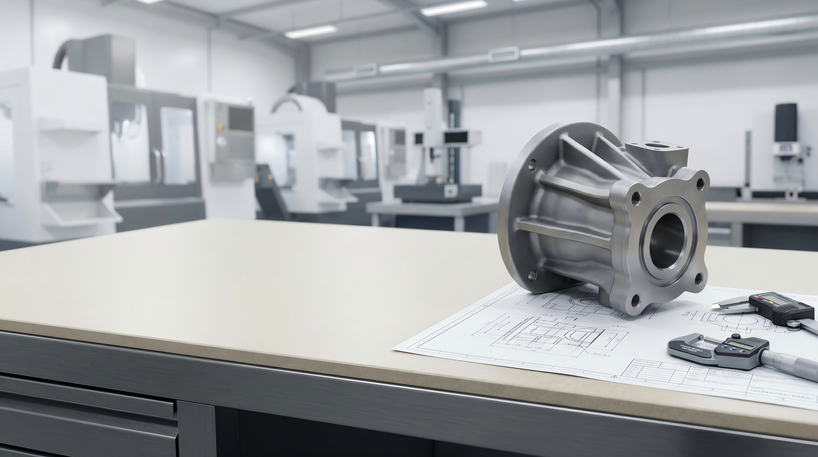Request a Custom Heat-Resistant Steel Casting Quote Custom heat-resistant steel casting with engineering drawing and measuring tools for project quotation