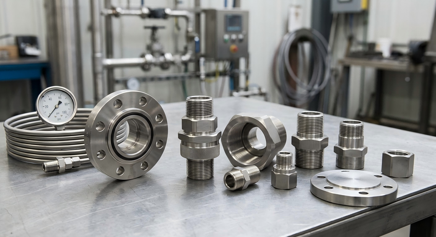 Connectors Couplings and Interface Components Steel connectors, couplings and interface components with threads, flanges and machined sealing surfaces