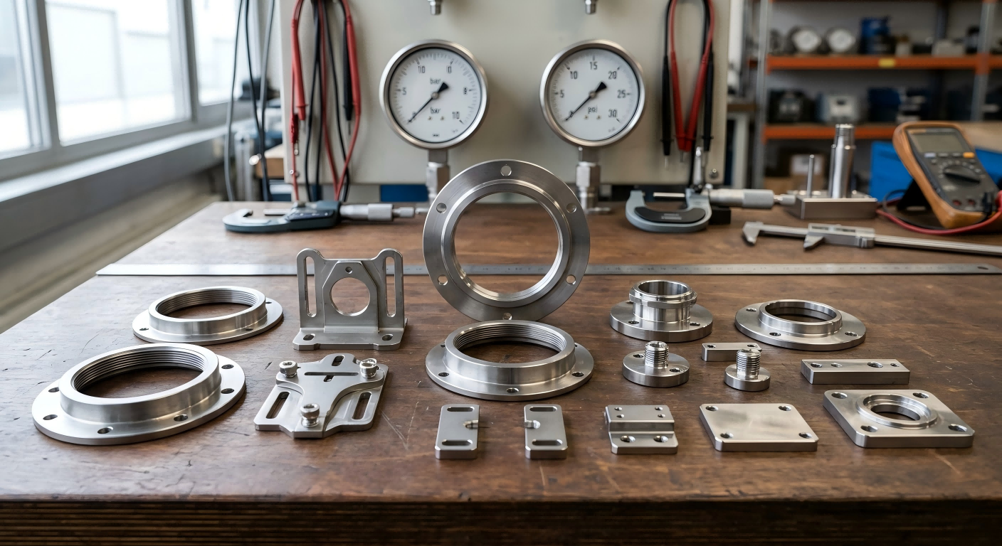 Meter Gauge and Indicator Components Steel meter, gauge and indicator components including brackets, frames and mounting parts