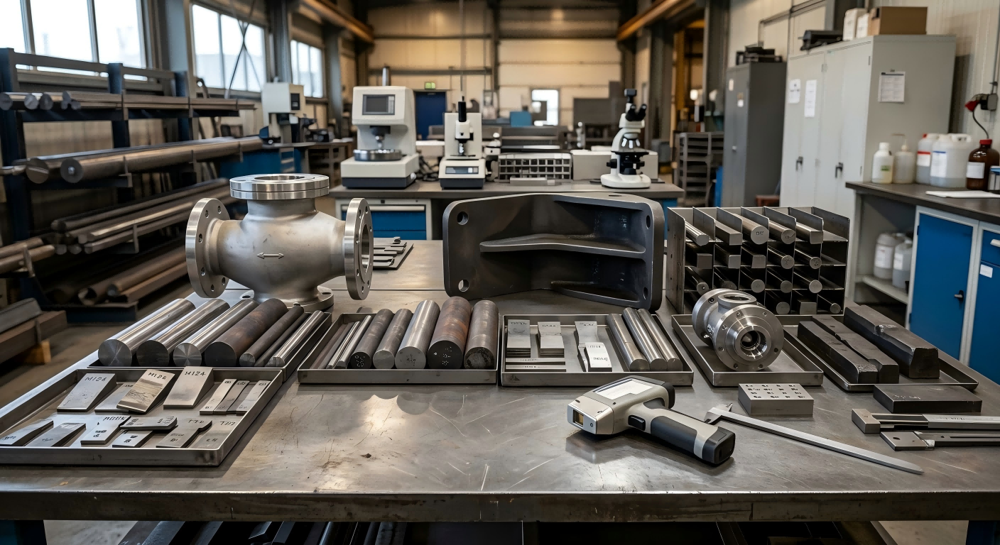 Steel Materials for Petrochemical and Marine Cast Parts Steel bars, material samples and finished cast components prepared for material verification