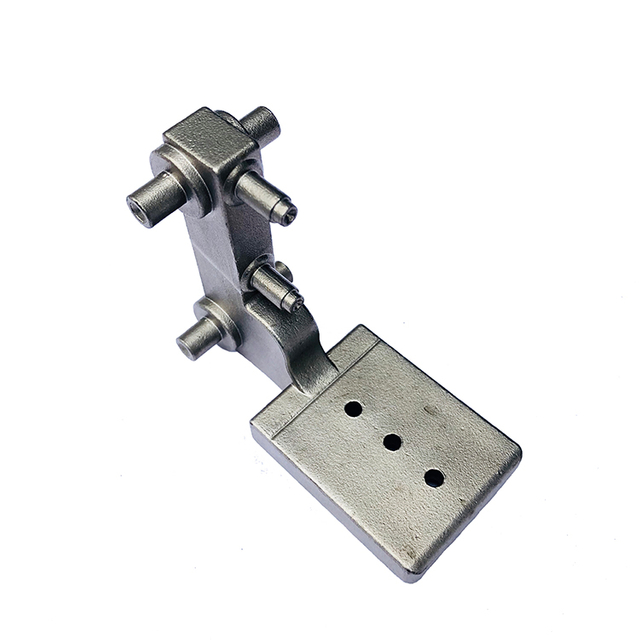 Investment cast mounting bracket with a three-hole base plate, contoured support arm, and multiple connection points