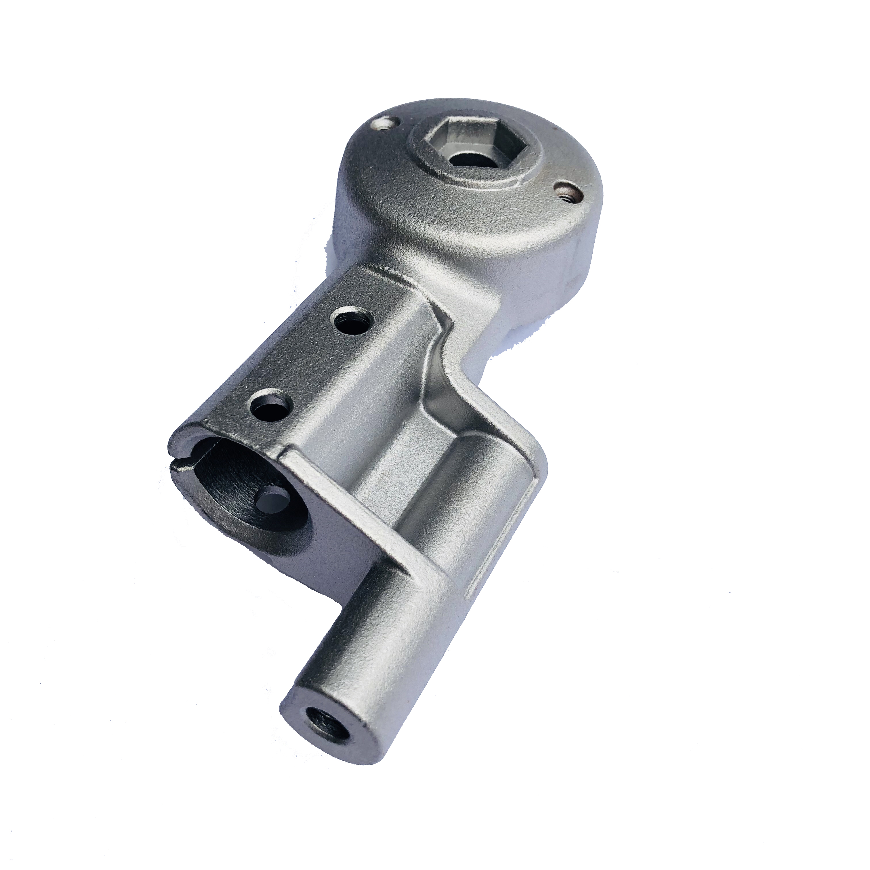 CNC machined hole detail of carbon steel folding car joint casting part
