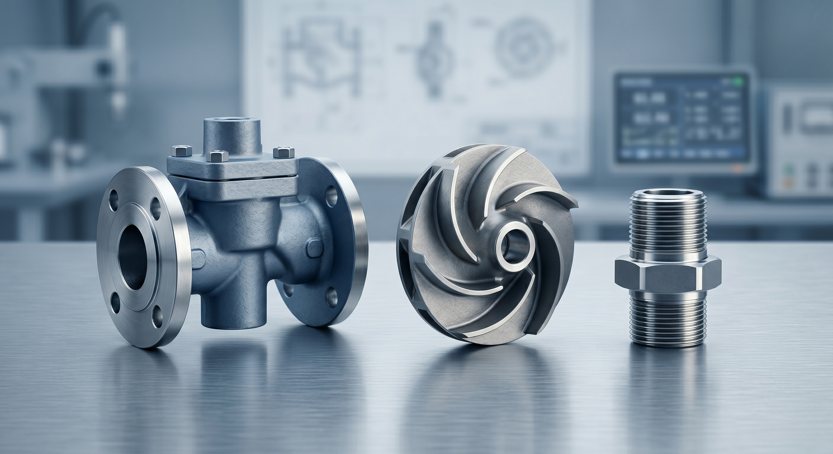 Custom cast and machined pump and valve components