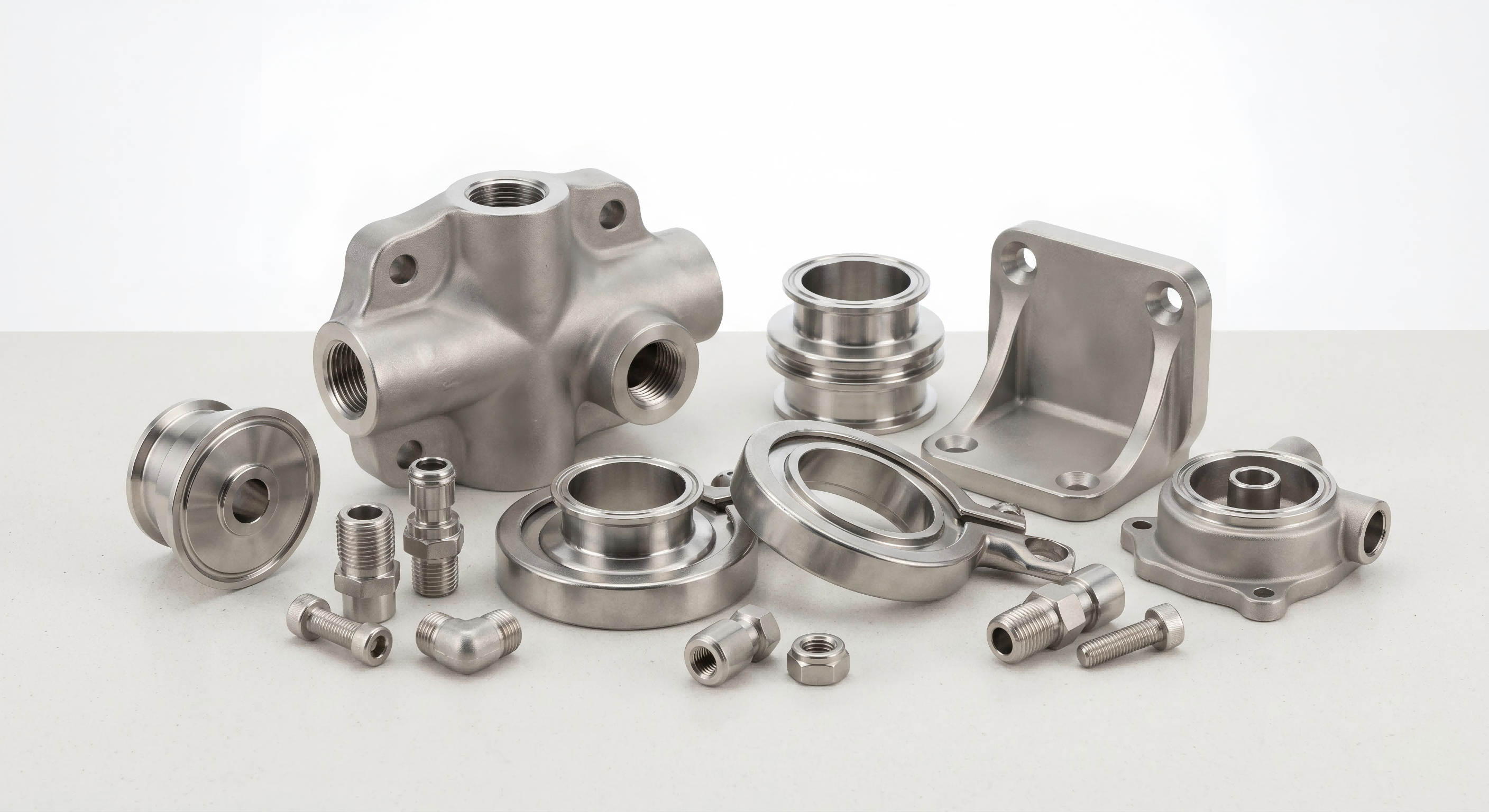 Stainless steel equipment component casting for clean industrial applications
