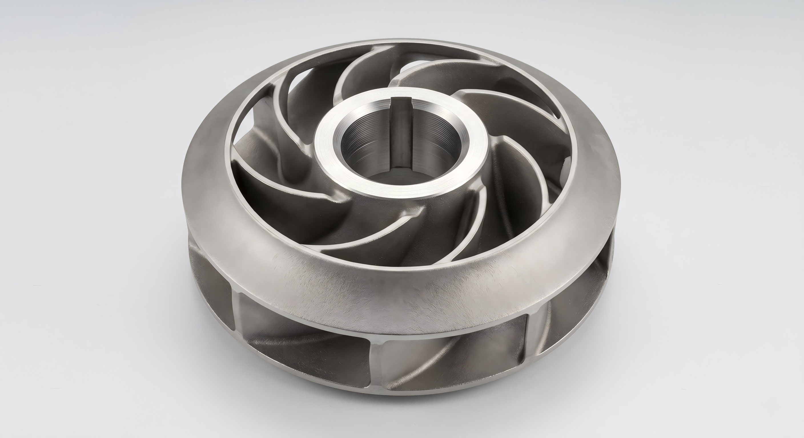 Investment cast marine pump impeller with complex blade geometry