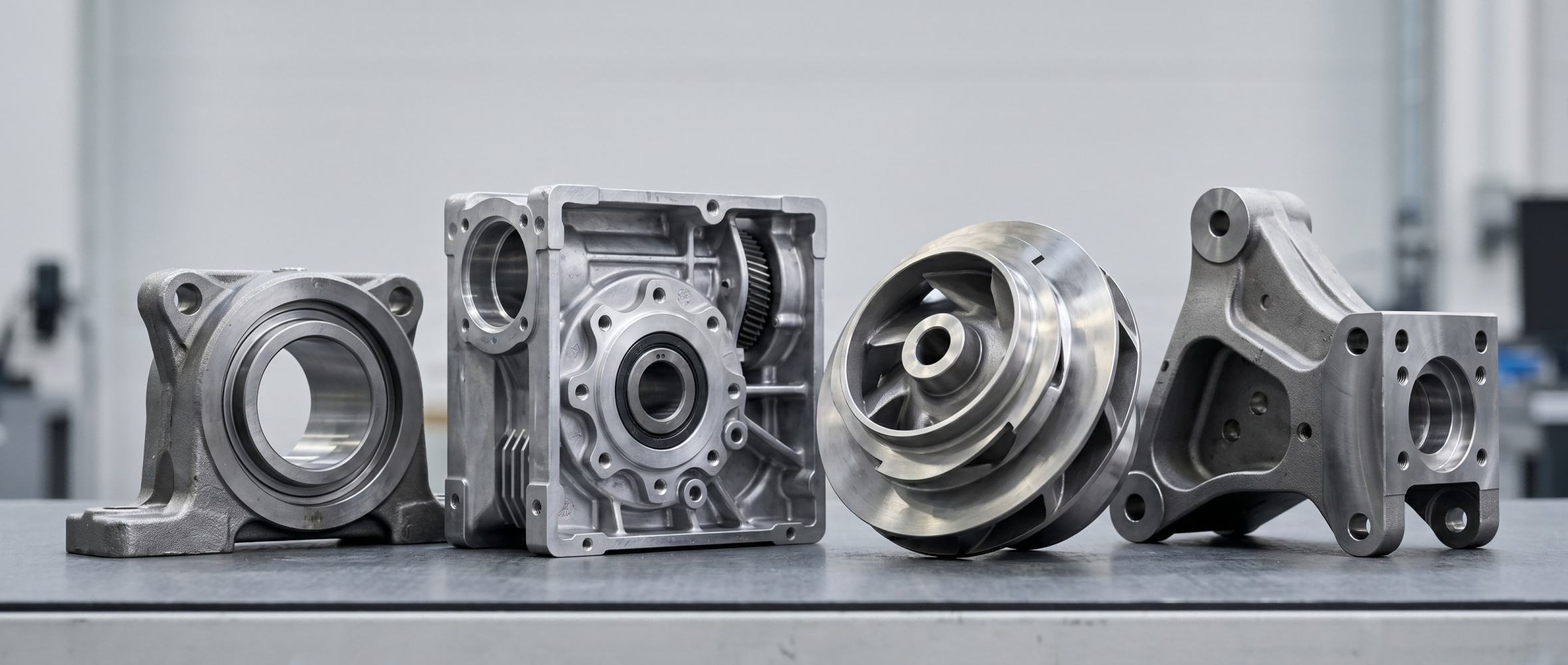 Custom industrial machinery castings including housings brackets and machined components