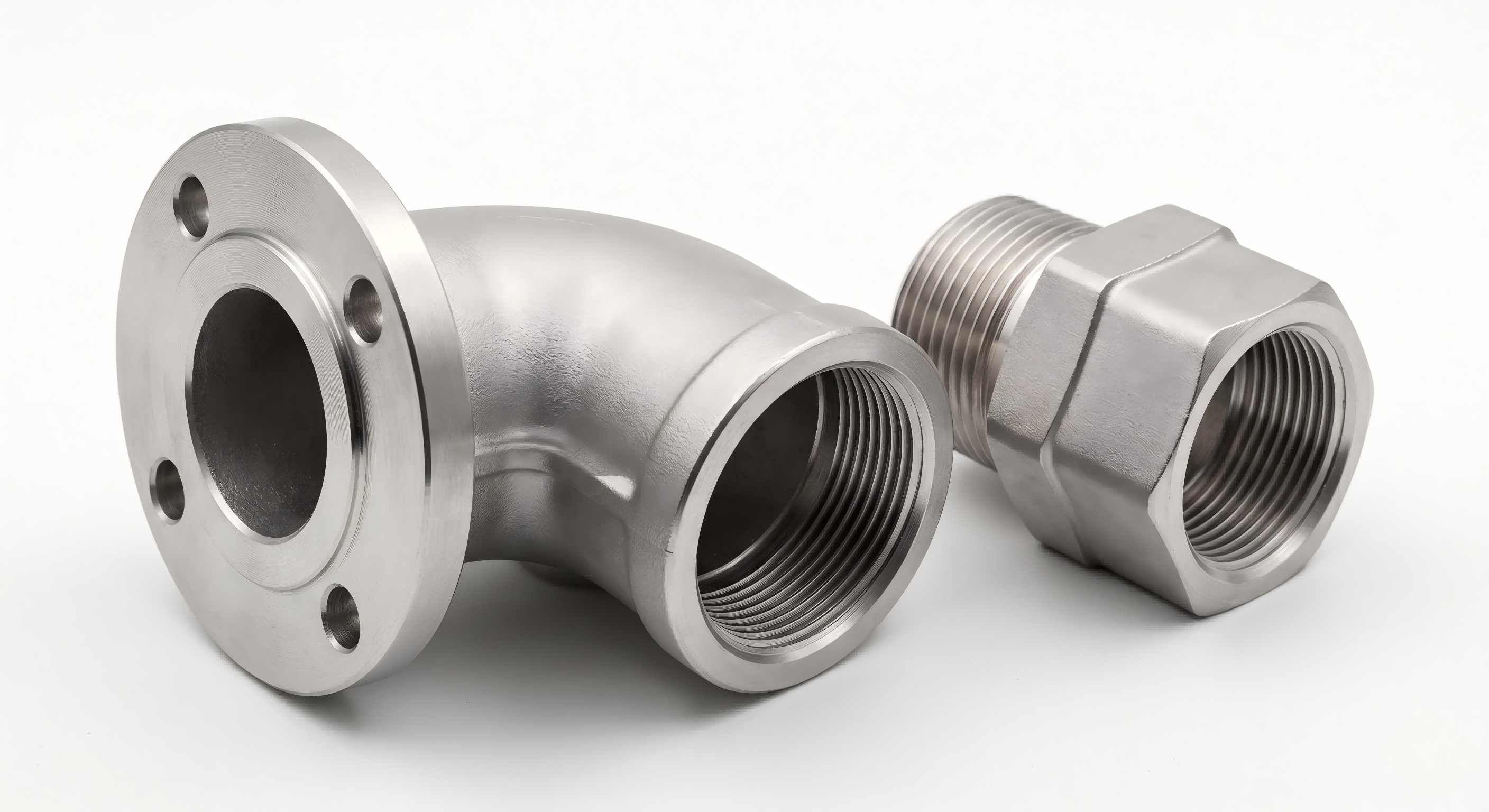 Stainless steel pipe fitting casting for industrial fluid connections