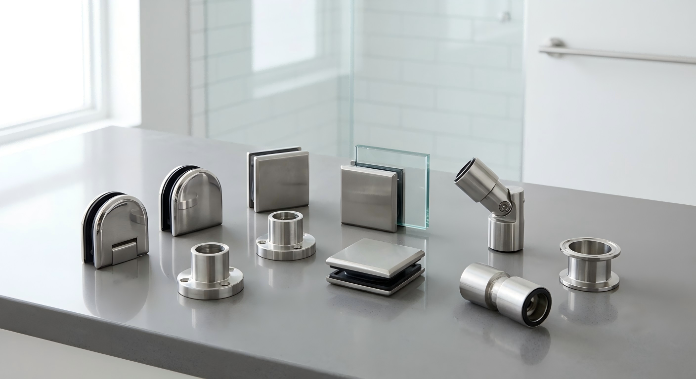 Stainless steel glass clamps holders and sanitary hardware fittings
