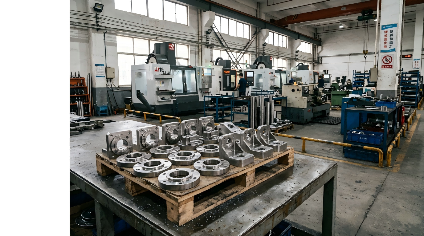 Finished CNC machined steel parts inside Zeren investment casting and machining workshop