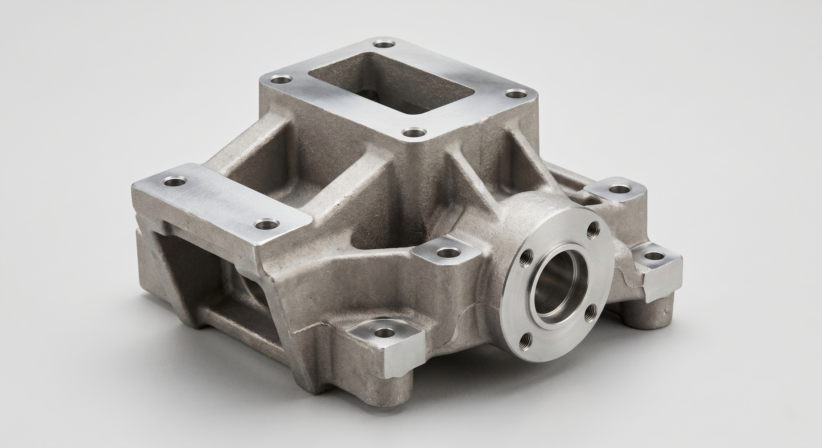 Machined mounting faces on a precision cast metal component