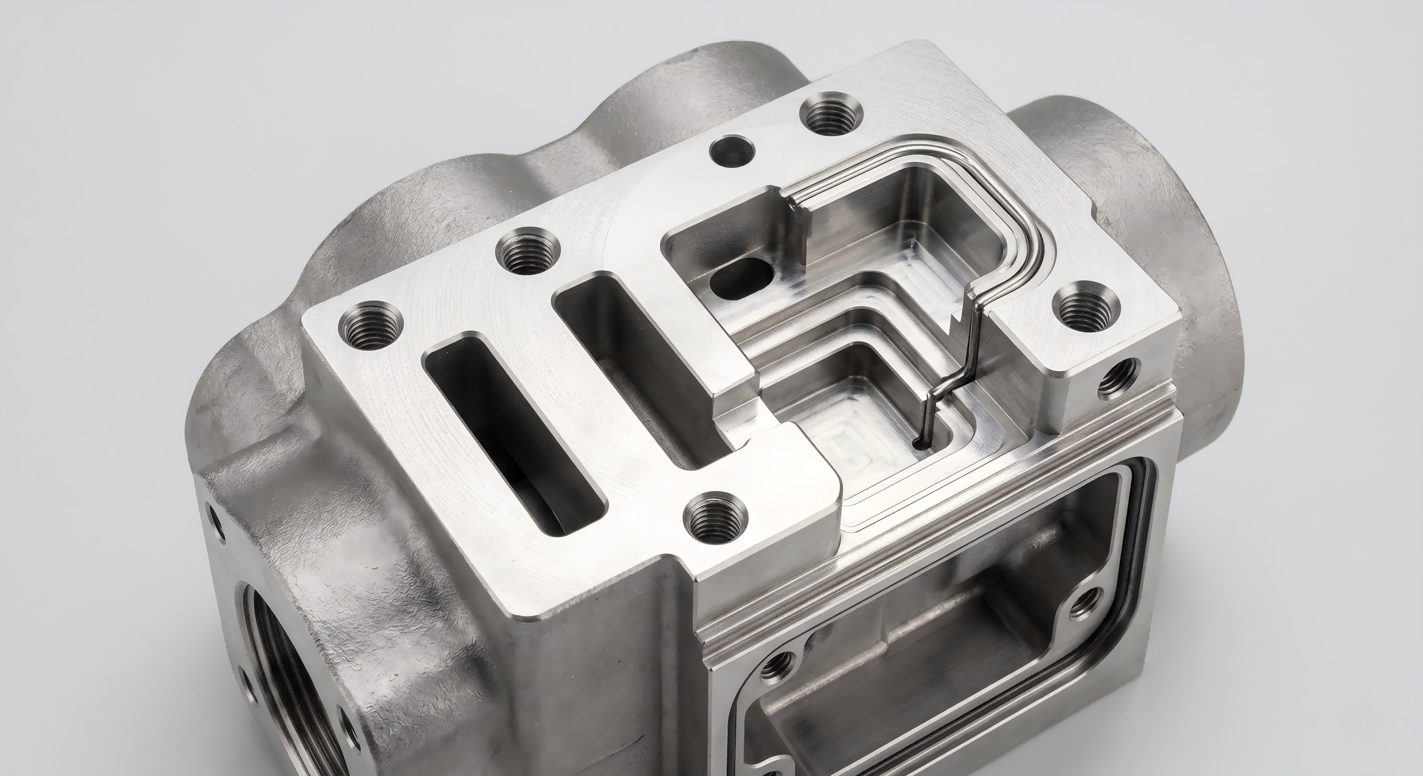 CNC milled investment cast part with pockets slots and threaded holes