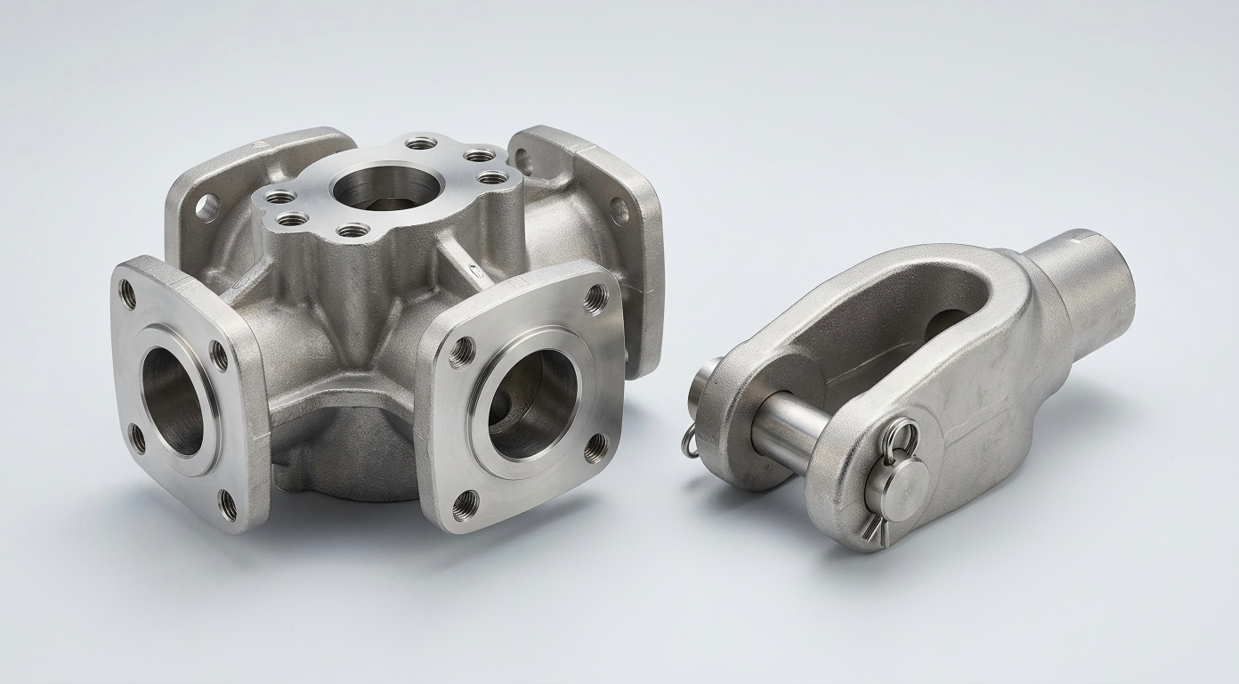 Corrosion-resistant steel manifold housing and marine connector produced by investment casting