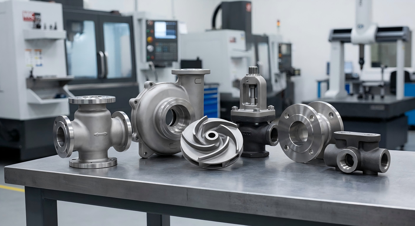 Custom steel pump and valve parts manufactured by investment casting and CNC machining