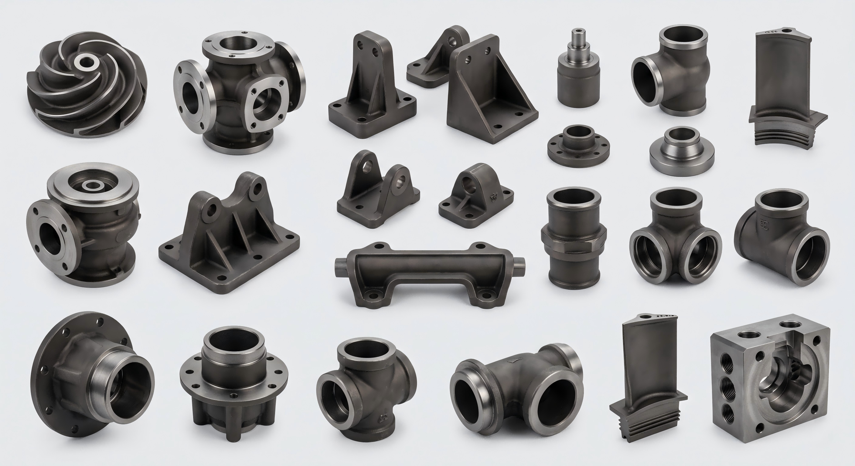 Heat treated cast and CNC machined components for pump, valve, machinery, marine, transportation and power engineering applications