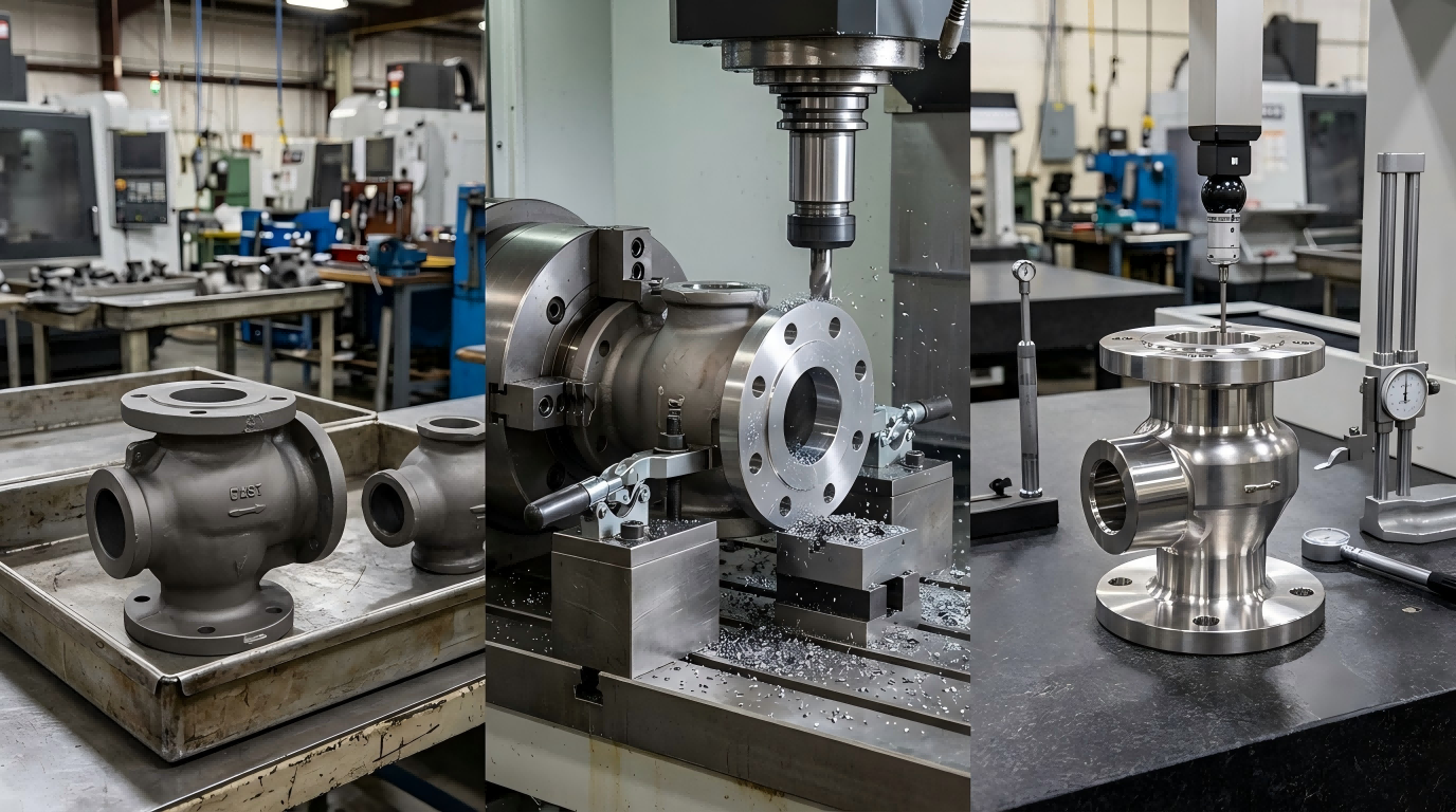 Investment casting CNC machining and quality inspection process for custom pump and valve parts