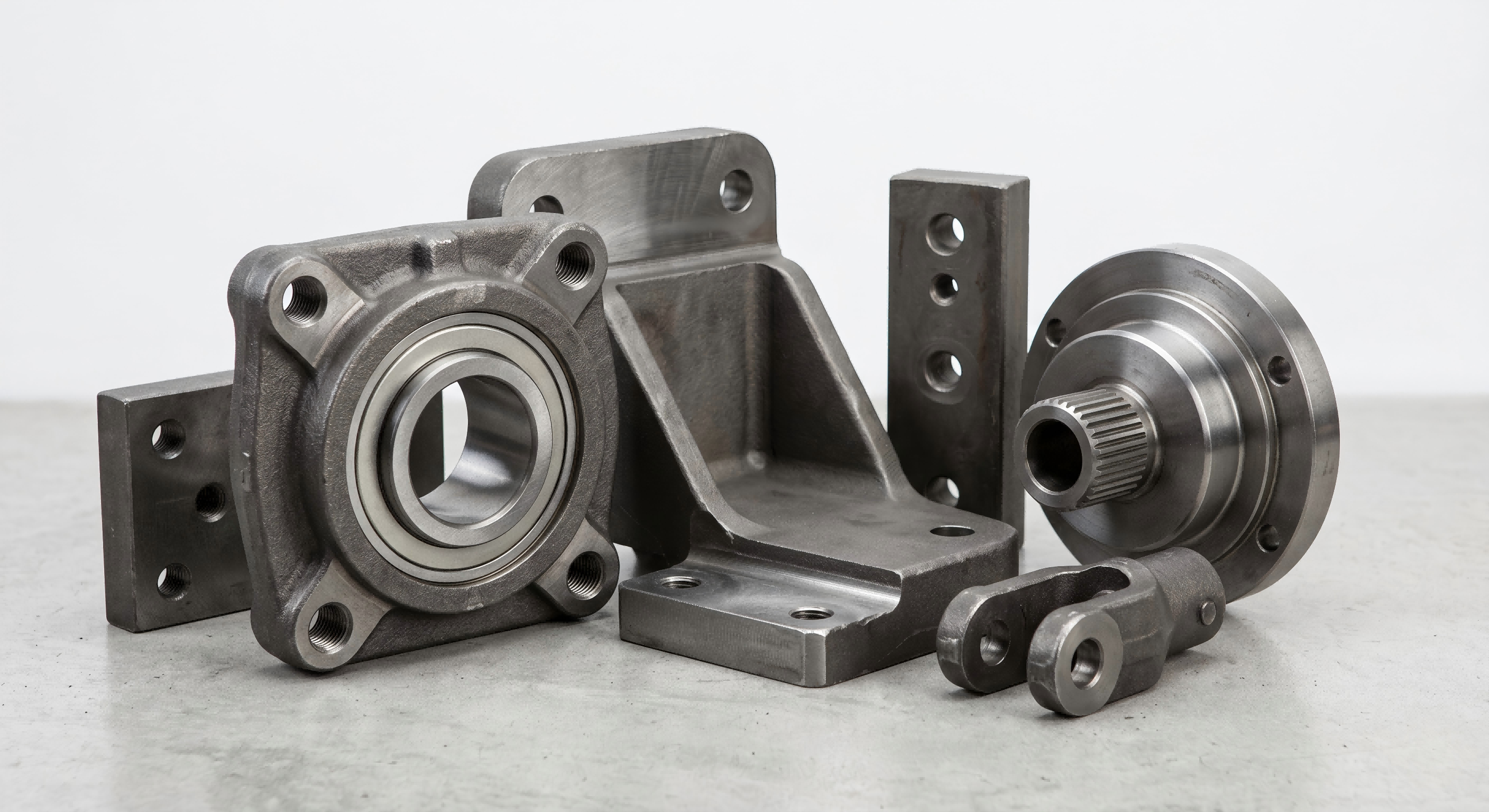 Heat treated industrial machinery parts including brackets housings and support components