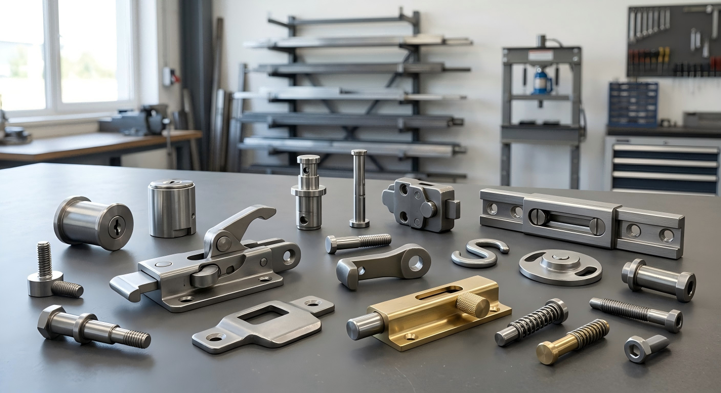 Investment cast locking latching and sliding hardware components