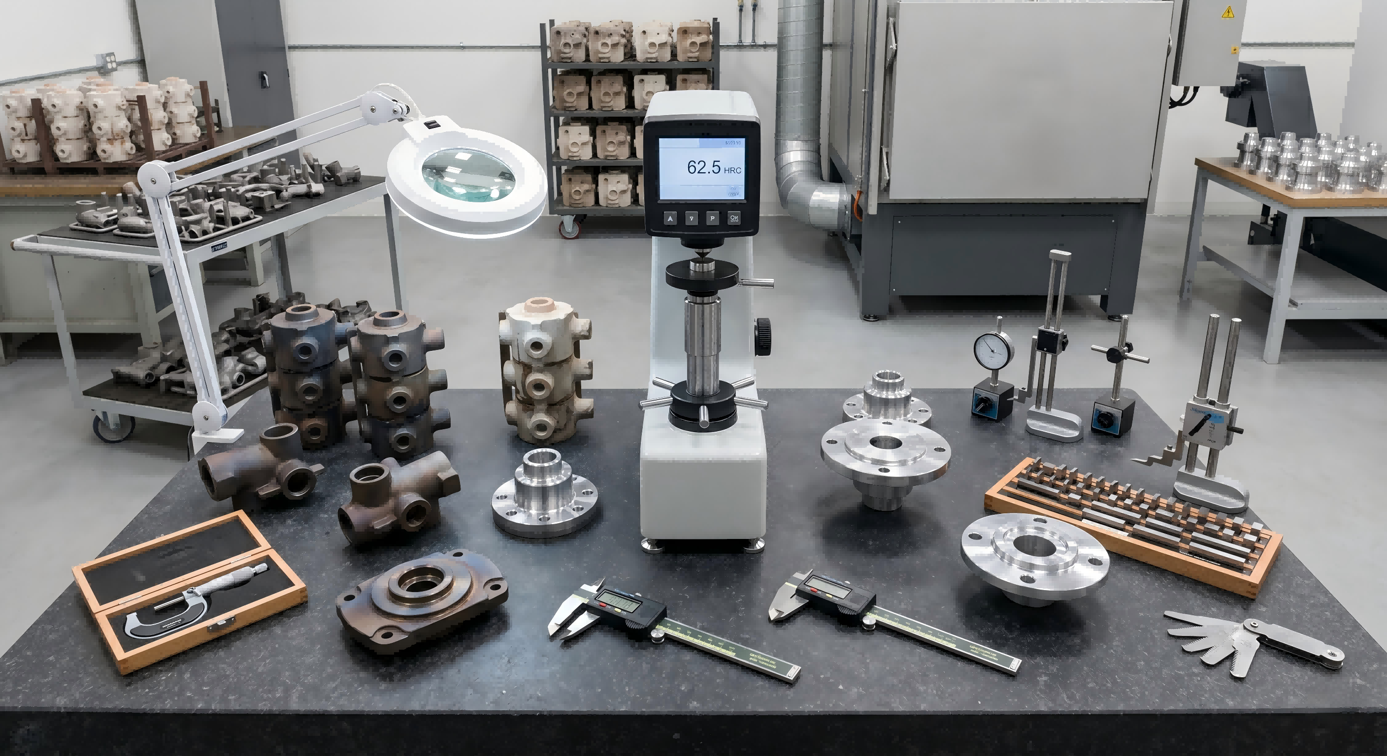 Hardness testing and dimensional inspection for heat treated investment cast and CNC machined parts
