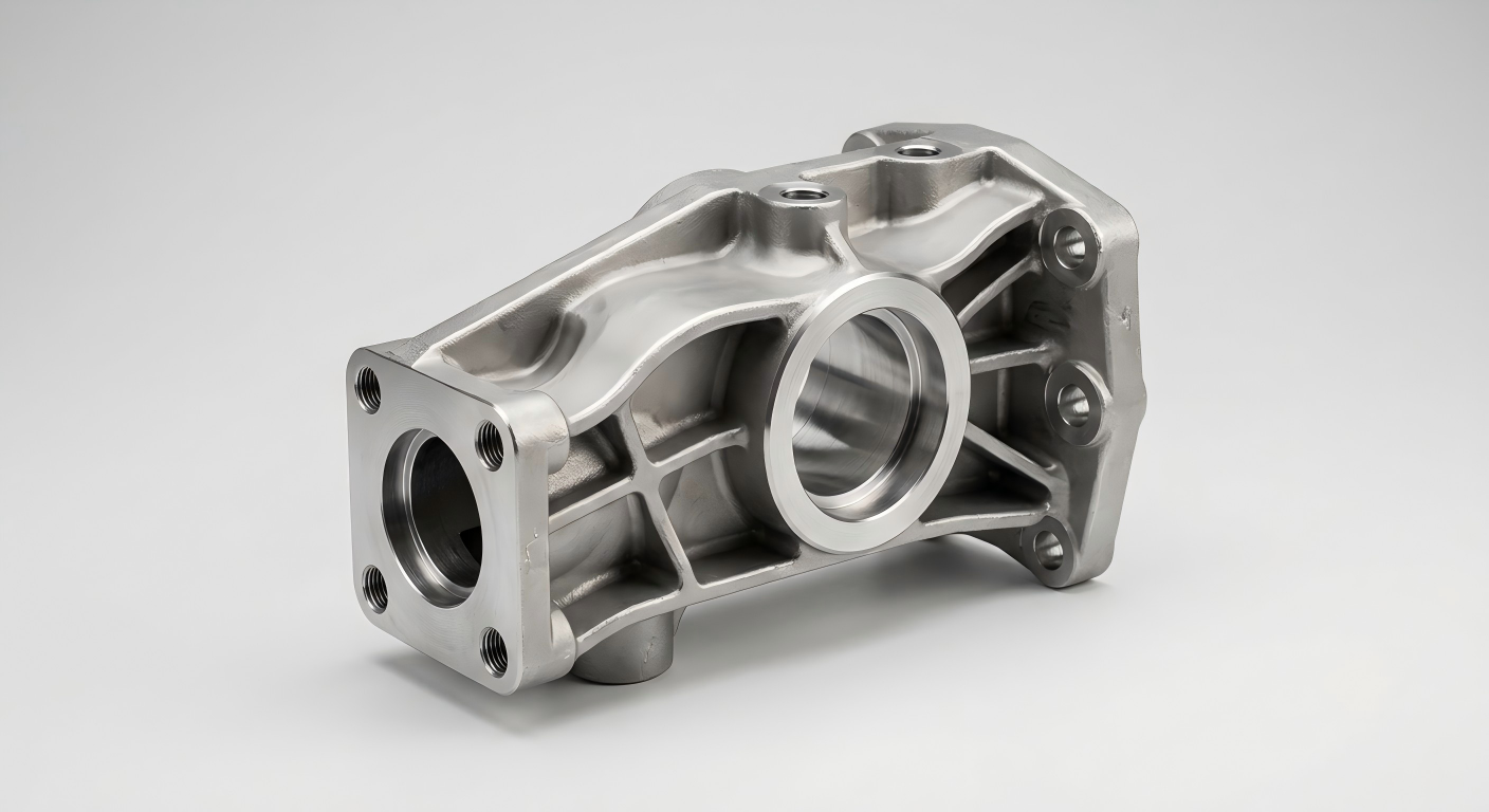Complex custom steel investment casting part with CNC machined holes and mounting features