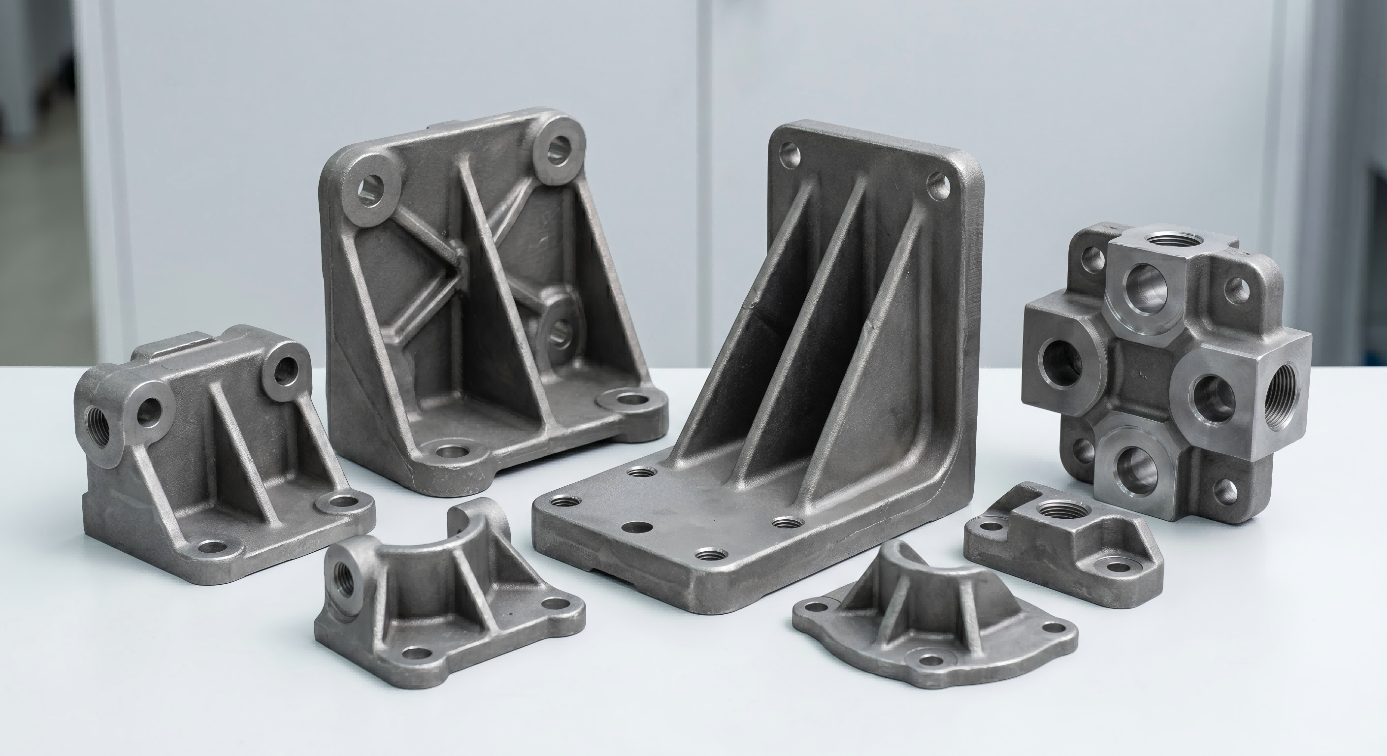 Carbon steel machinery bracket investment casting with machined mounting holes