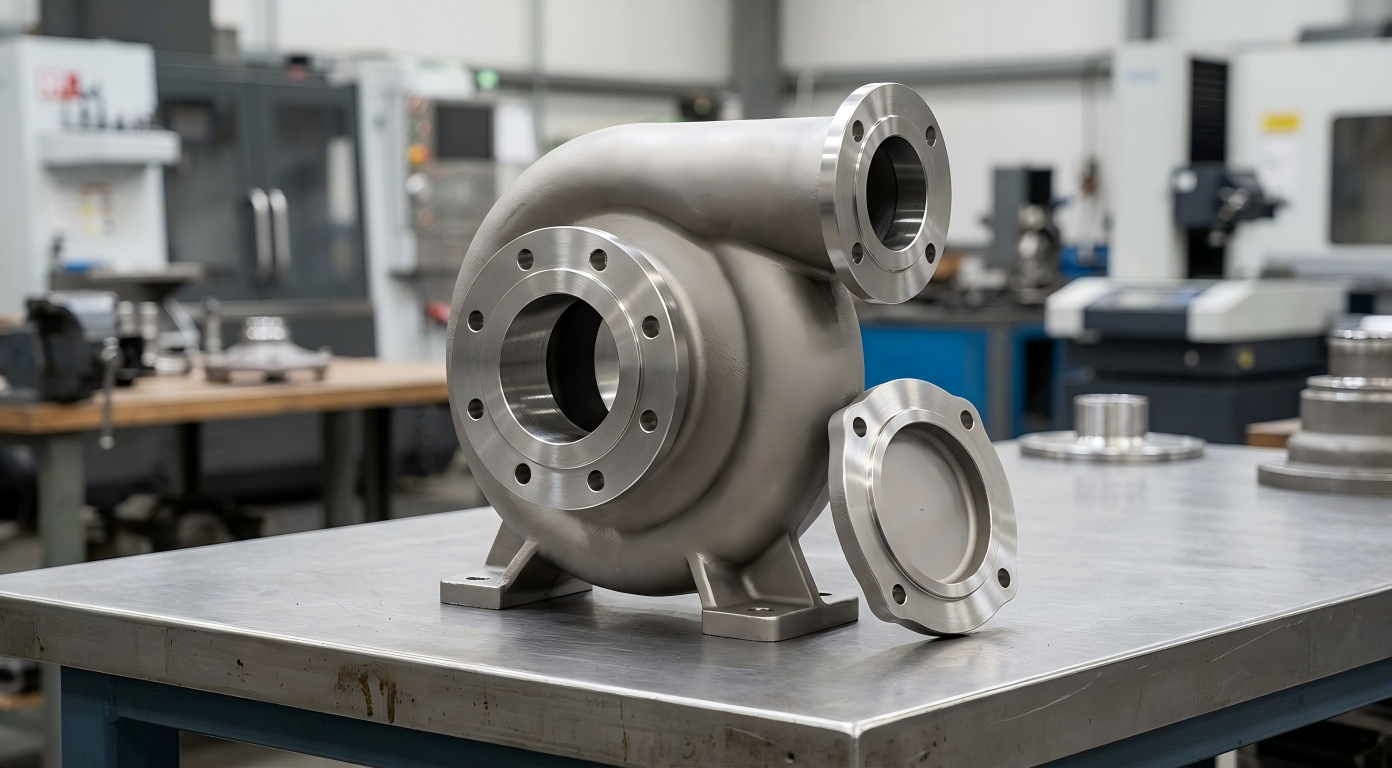 Custom steel pump housings and casings with CNC machined mounting surfaces